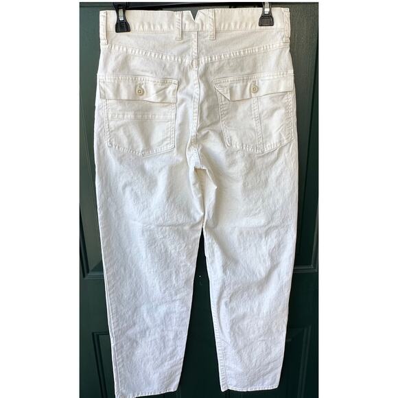 J. Crew Garment Dyed Cargo Pants Chino Twill Linen Blend 26 White Casual Cream - Picture 4 of 8